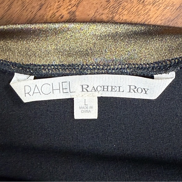 Rachel Roy Gold Metallic Blouse Large Dolman Sleeve Glam Top - Picture 6 of 8
